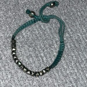 Aqua Beach Bracelet - Beaded Woven Sailor Knot Teal Rope Bracelet